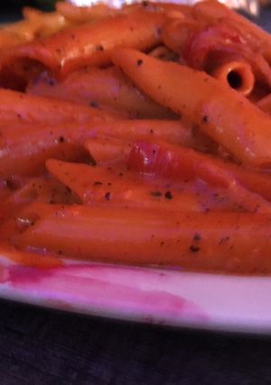 A picture of Red sauce pasta.