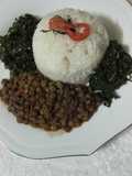 Rice served with kamande