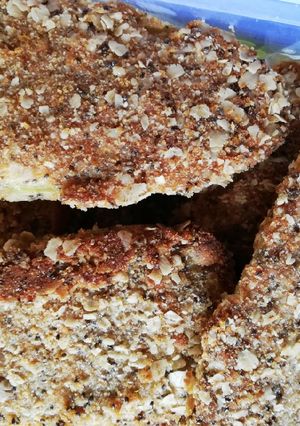 Una foto de Milanesas multicereales de berenjenas