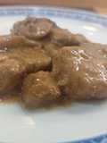 Solomillo cerdo en salsa strogonoff