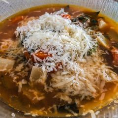 A picture of Caramelized onions n veggies soup.