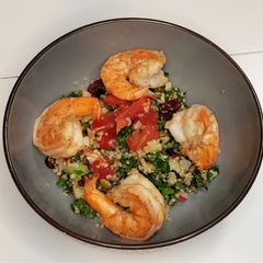 A picture of Grilled Shrimp Kale Quinoa Salad.
