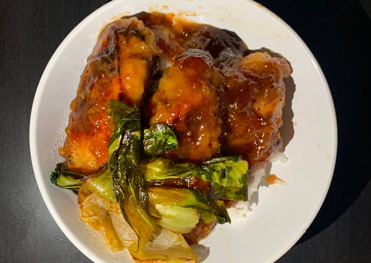 Step-by-Step Guide to Make Quick Asian Chicken over Jasmine Rice and  Baby Bok Choy