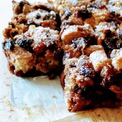 Vegan bread pudding A picture of Vegan bread pudding.