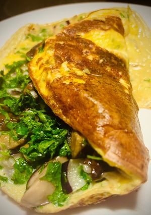 A picture of Omelet with Porcini Mushrooms from the Vosges.