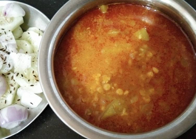 Step-by-Step Guide to Prepare Any-night-of-the-week Ghiya dal veg (bottle gourd)