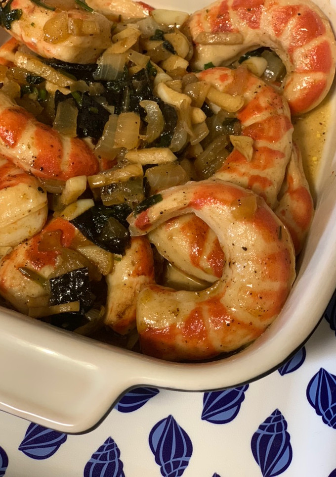 Una foto de Gambas veganas a la marinera