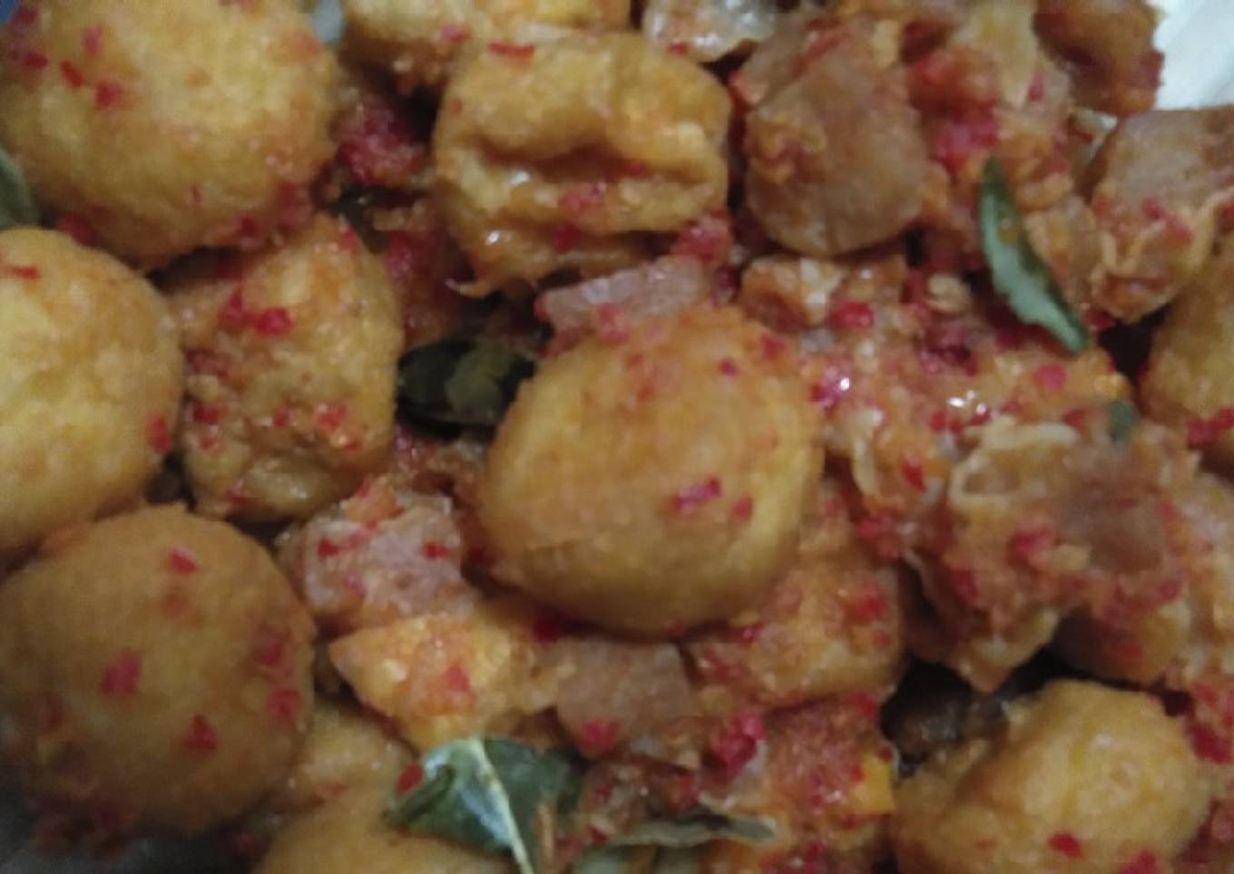 Tahu bulat & dimsum balado