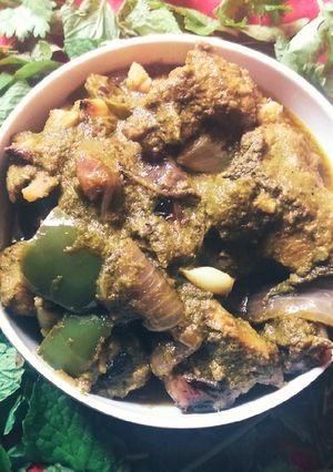 A picture of Capsicum chicken mint gravy.