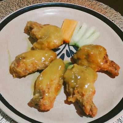 Alitas de pollo en salsa habanero con mango. #Freir1 Receta de Bianni Ortiz  Fuentes- Cookpad