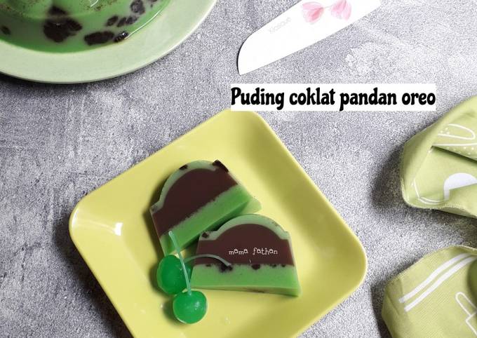 Puding coklat pandan oreo