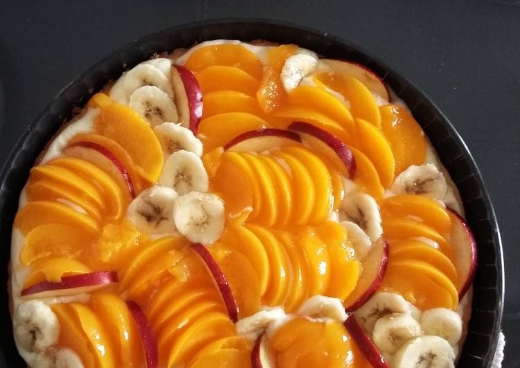 Le moyen le plus simple à Préparer Fait maison Tarte aux peches et bananes