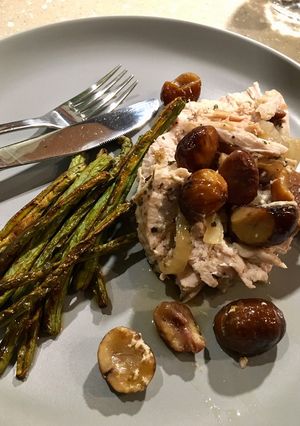 A picture of Turkey Roasted with Chestnuts & Clementines.