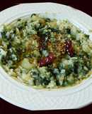 Spinach potato koottu with rice