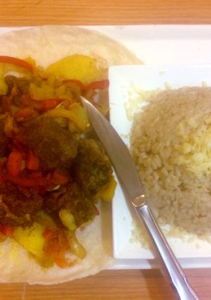 صورة لوصفة ورقة اللحم مع الأرز  الكريمي بجبن البارميزان