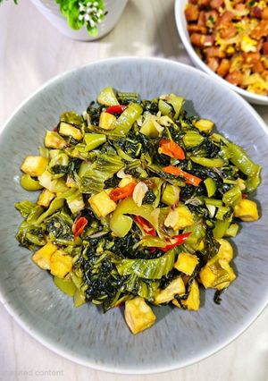 Foto resep Tumis Sayur Asin Tahu simple