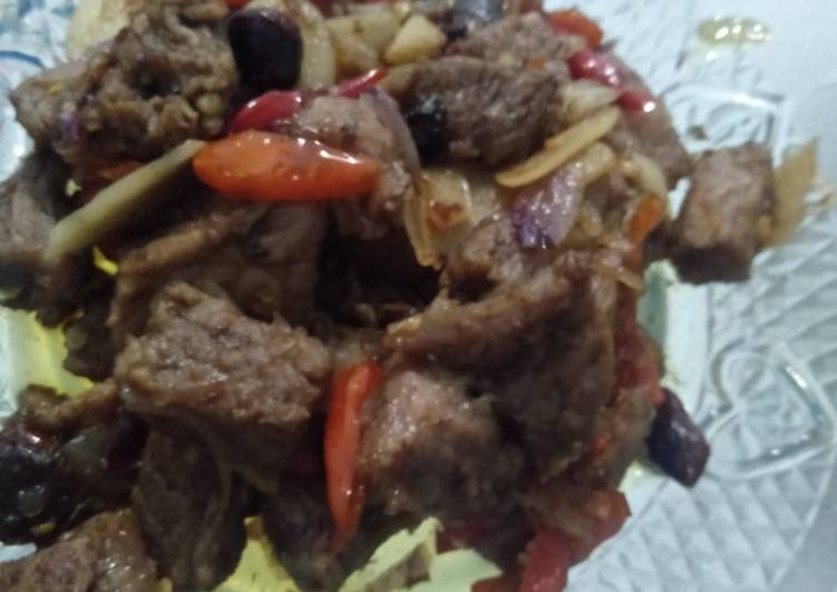 Daging goreng asam (simple)