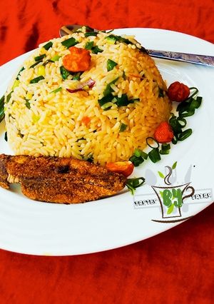 A picture of Scallion Jollof Rice.