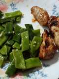 Mustard Chicken Wings in Air Fryer with Green Beans