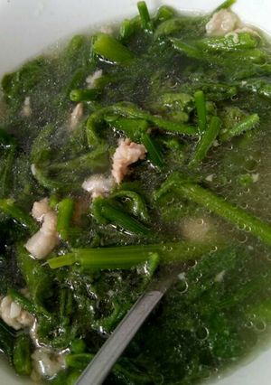 Hình của món Canh ngọn bí thịt bằm.