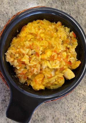 Una foto de Arroz caldoso de mariscos