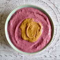 A picture of Berry Peanut Butter Smoothie Bowl.