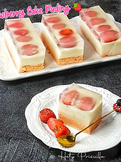 Foto resep Strawberry Cake Pudding 🍓