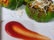 A picture of spicy stuffed bell peppers