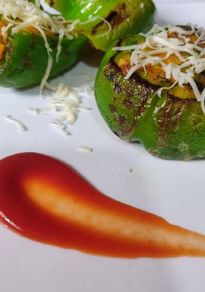 A picture of Bharwa Capsicum(Stuffed Bell Peppers).