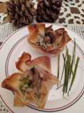 Cestas de pasta filo con bechamel de champiñones