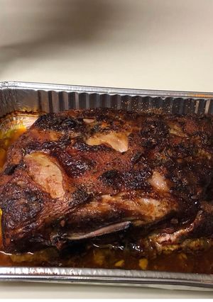 A picture of Pernil (puerto rican style pork shoulder).
