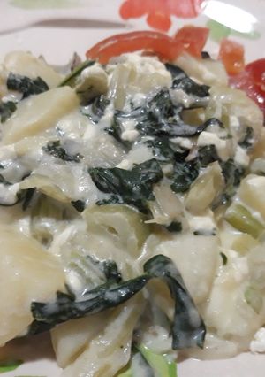 Una foto de Acelgas de papa y queso crema