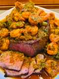 Air Fryer London Broil with Shrimp