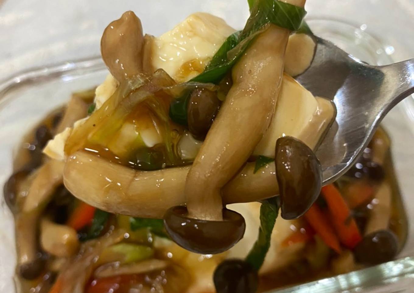 Steamed tofu with mushroom