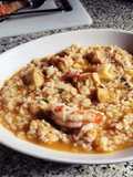 Arroz caldoso con Pez Espada y Gambas