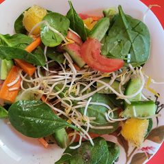 A picture of Sweet sour baby spinach salad.