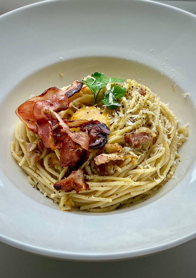 Паста 🍝 Карбонара с песто и желтком