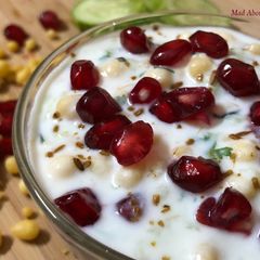 A picture of Cucumber Boondi Pomegranate Raita.