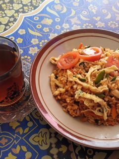 Foto resep Nasi goreng pete +telor dadar