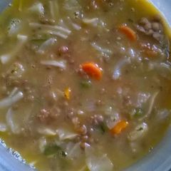 A picture of Lentils and vegetable soup.