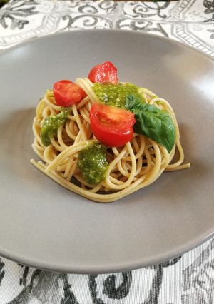 Una foto de Pasta pesto. [Vegan]