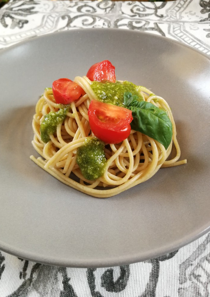 Una foto de Pasta pesto. [Vegan]