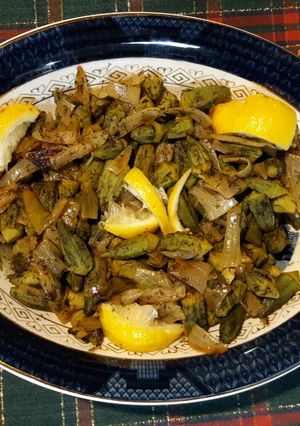 A picture of Onion okra sautee.