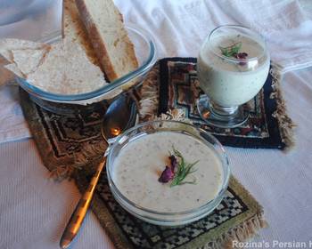 The New Way Prepare Recipe Cucumber soup with yogurt raisins and walnut Aab dogh khiar Home Style