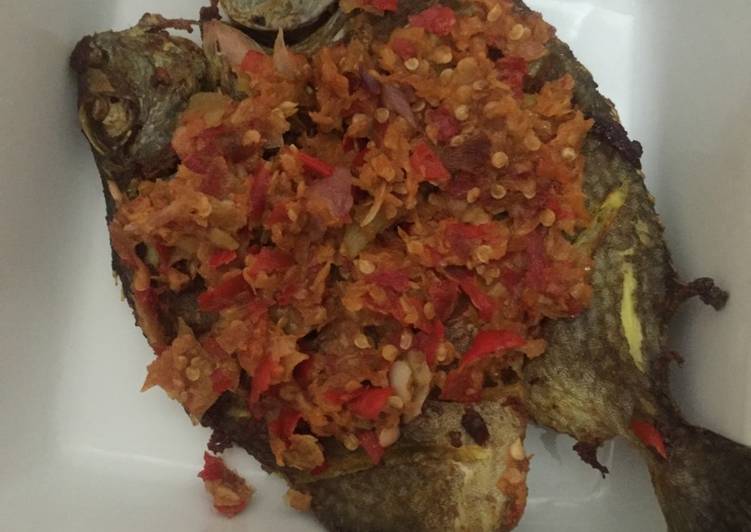 Ikan baronang goreng bumbu rica