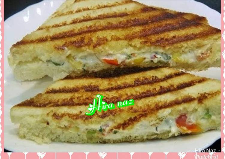 Curd And Vegetable Sandwich.                    Healthy &amp; Easy