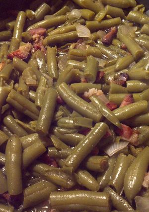 A picture of Sweet and Sour Green Beans.