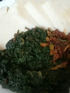 A picture of Ugali Beef spinach and kahurura. # author marathon contest#.