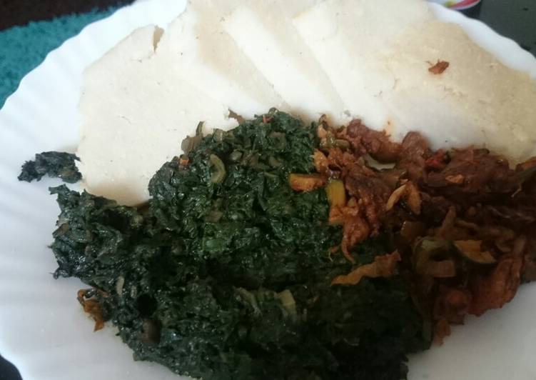 Ugali Beef spinach and kahurura. # author marathon contest#