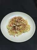 Spaghetti Wow Carbonara Topping Ayam Bombay